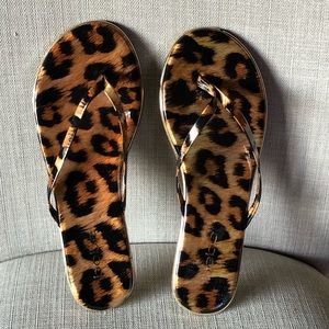 BEBE Leopard print flip flops
